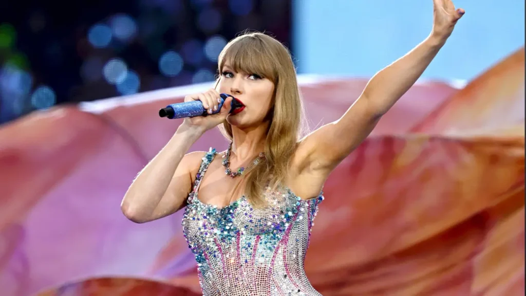 Taylor Swift fans attending AMC Release Party in October 2025.