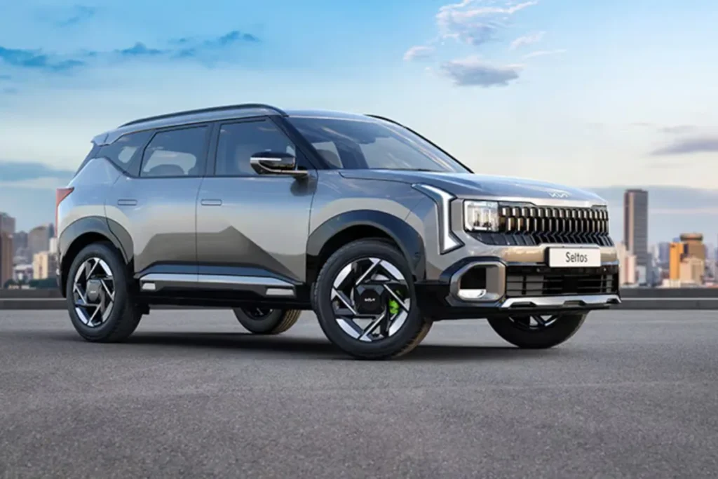 Victoris vs Seltos Base Model: Which SUV Makes More Sense? 2 Kia Seltos HTE base variant SUV showing front grille, LED headlights, and premium stance